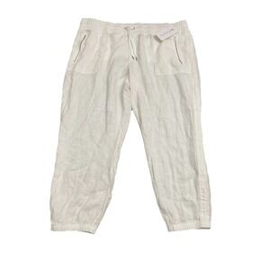 NEW Athleta White Cabo Linen Jogger Pants Size 24 White Lightweight Minimalist